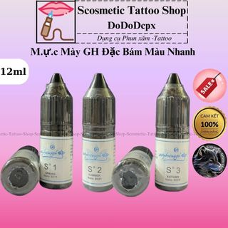 [Mã COSBAUH3 giảm 8% đơn 300K] Mực phun xăm GH chuyên đi sợi Hairstrokes, phun mày rải hạt Ombre-12ml