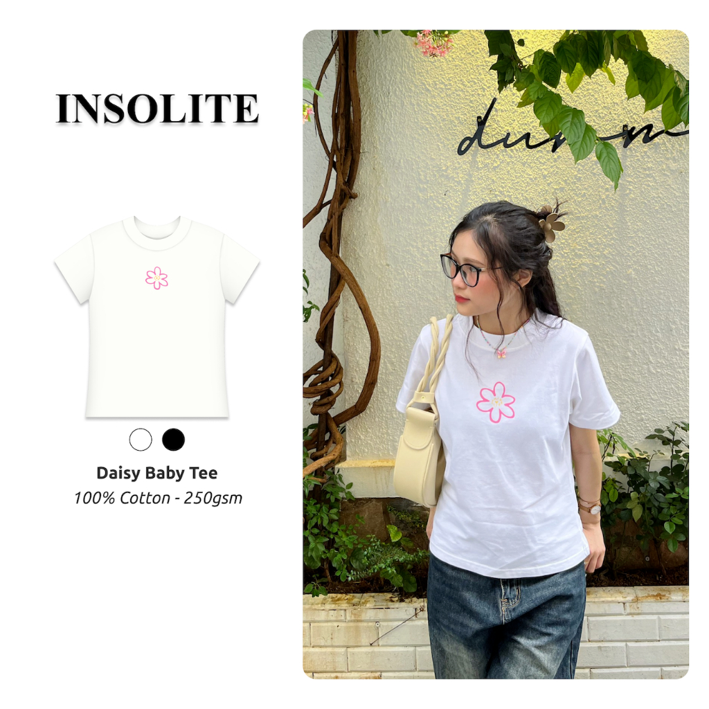 Áo Thun Nữ Baby Tee INSOLITE | Daisy - 100% Cotton