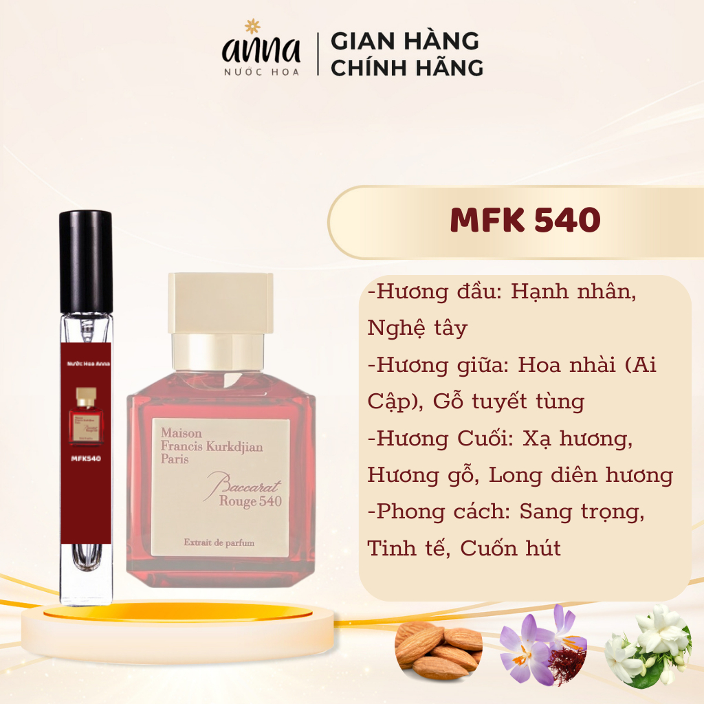 Nước hoa MFK Baccarat Rouge 540 đỏ 10ml