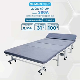Giường xếp gấp gọn di động SUMIKA 386A, chiều rộng 90cm, khung thép, có bánh xe di chuyển