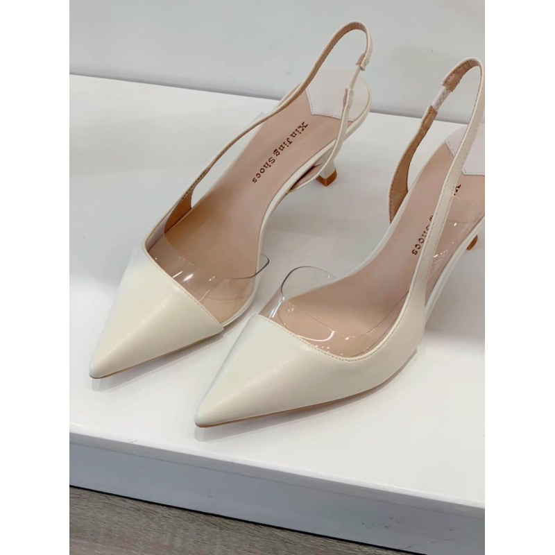Slingback khoét eo mix mika trong - Bunny Shoes