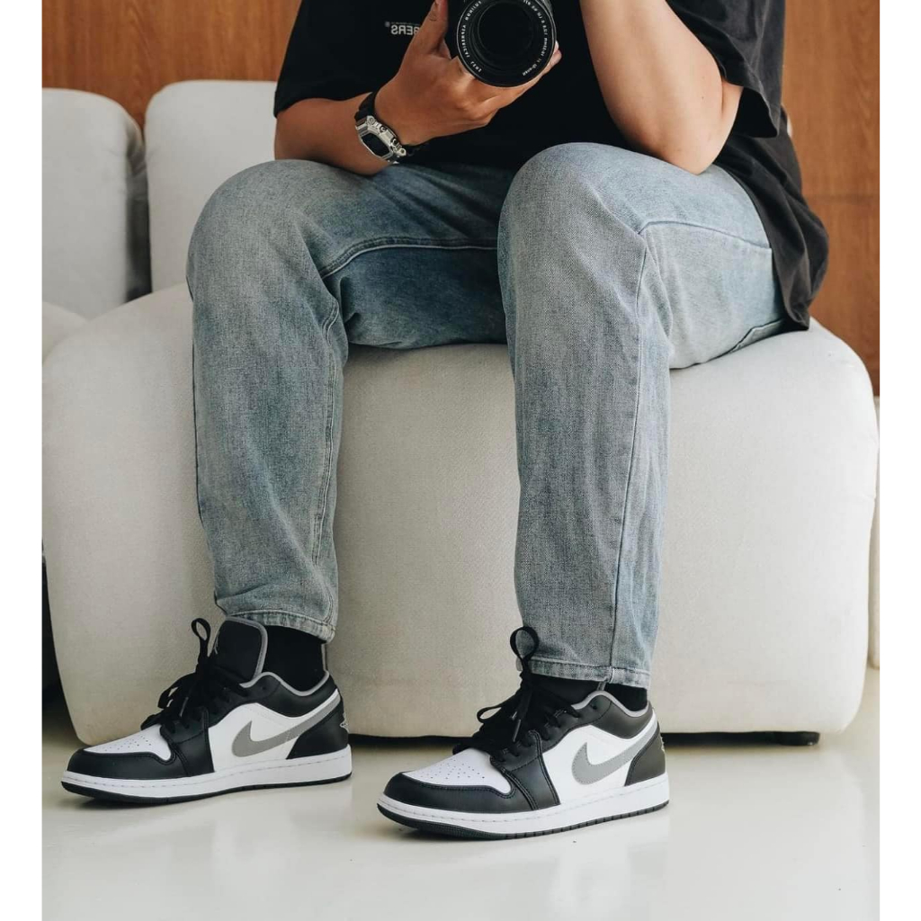 Giày Nike Air Jordan 1 Low Smoke Grey Black V3 ''553558-040'' chính hãng cho nam nữ, Jordan low real fullbox FLEX SHOP