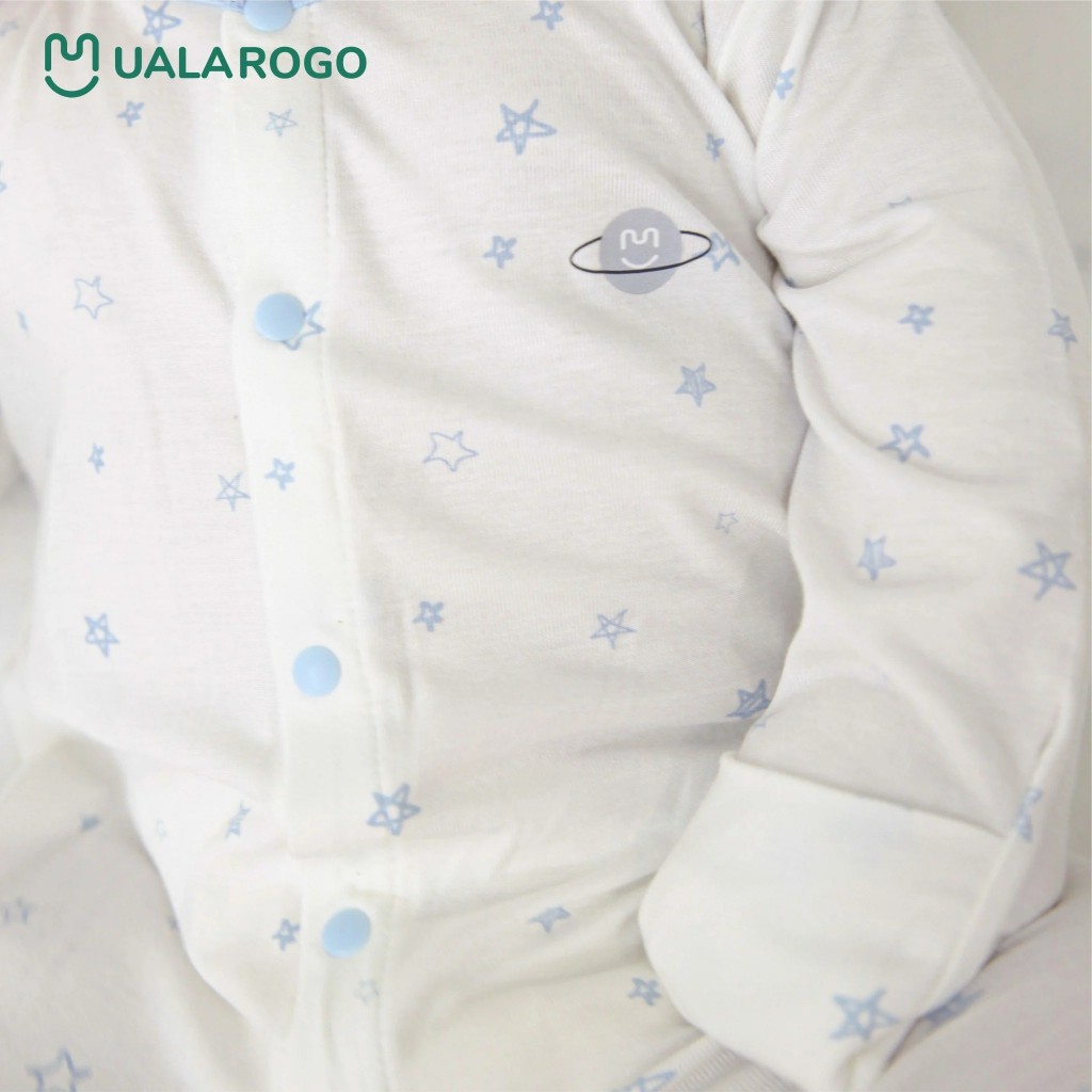 Body sơ sinh dài tay liền tất petit họa tiết ngôi sao Uala Rogo