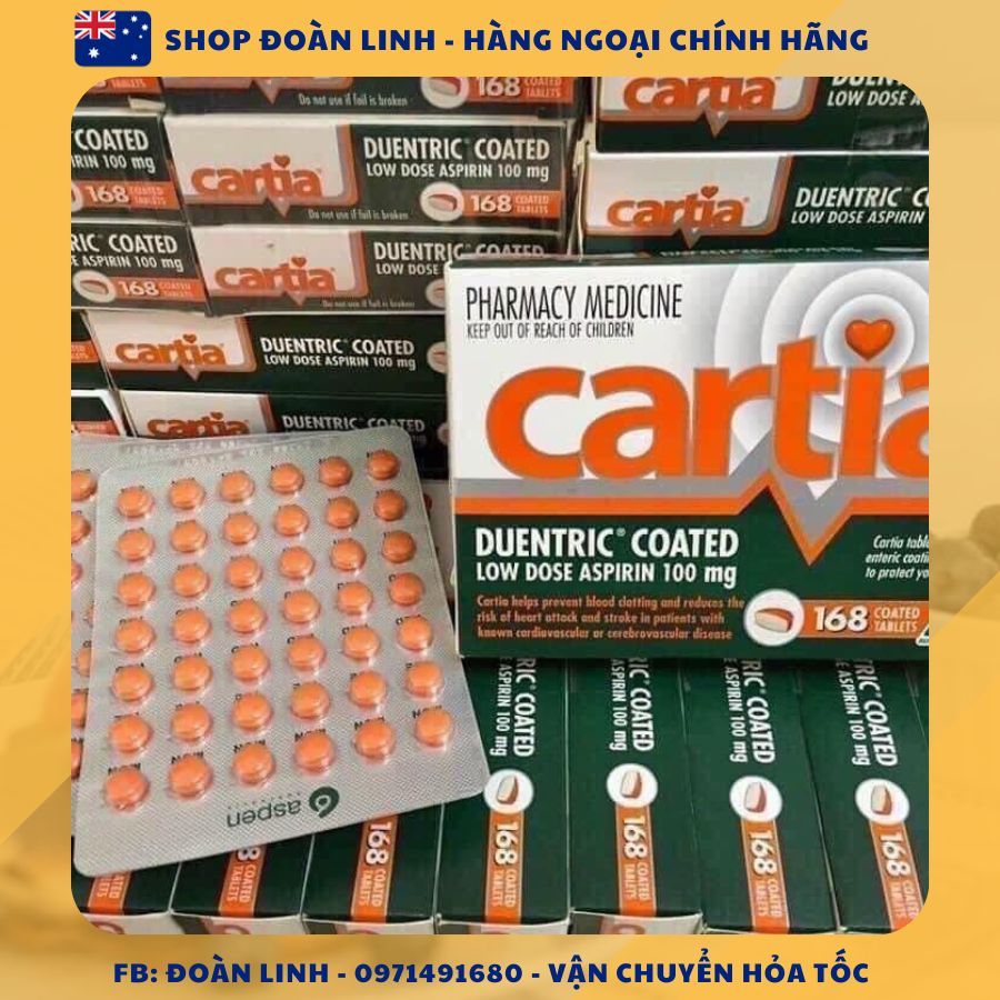 Viên chống đột quỵ Cartia 168 viên & 84 viên Úc, Hàng Úc Đi Air, Date xa