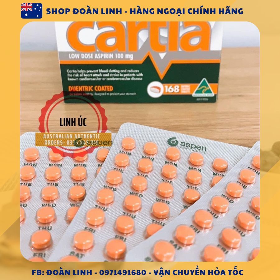 Viên chống đột quỵ Cartia 168 viên & 84 viên Úc, Hàng Úc Đi Air, Date xa