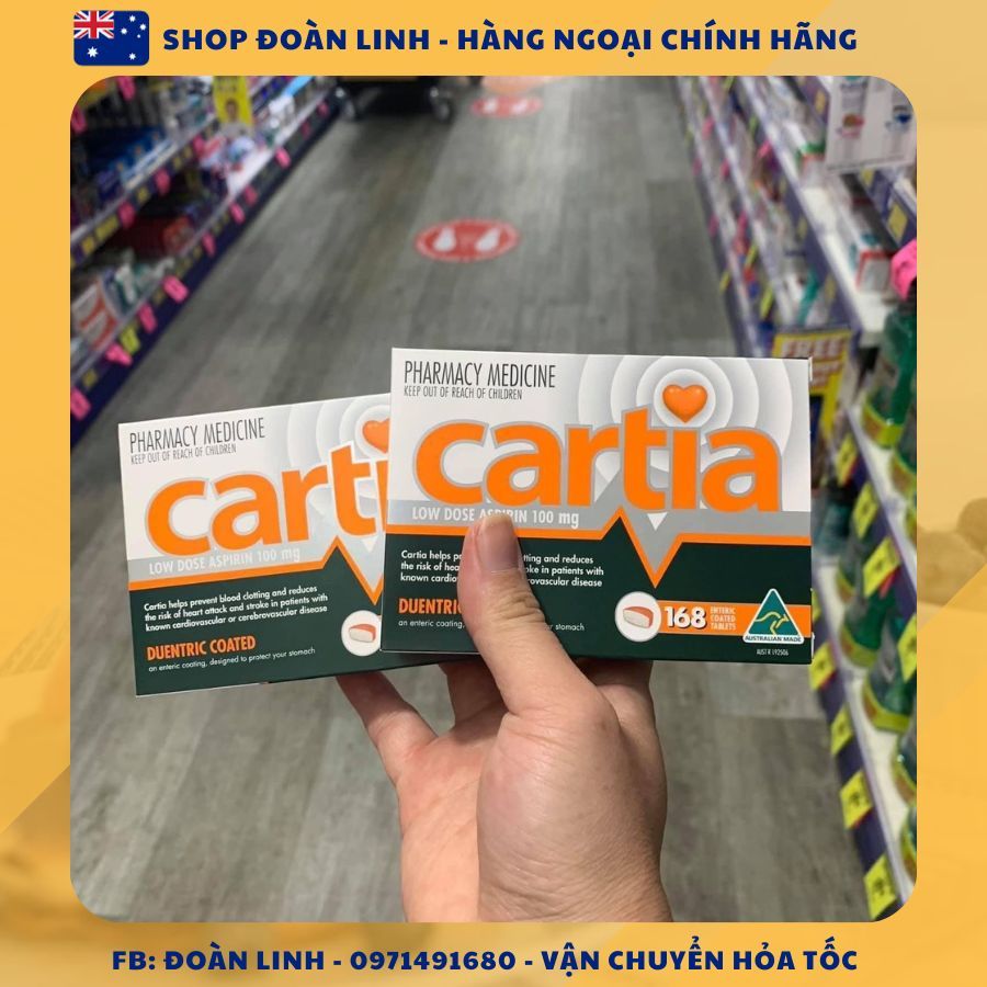 Viên chống đột quỵ Cartia 168 viên & 84 viên Úc, Hàng Úc Đi Air, Date xa