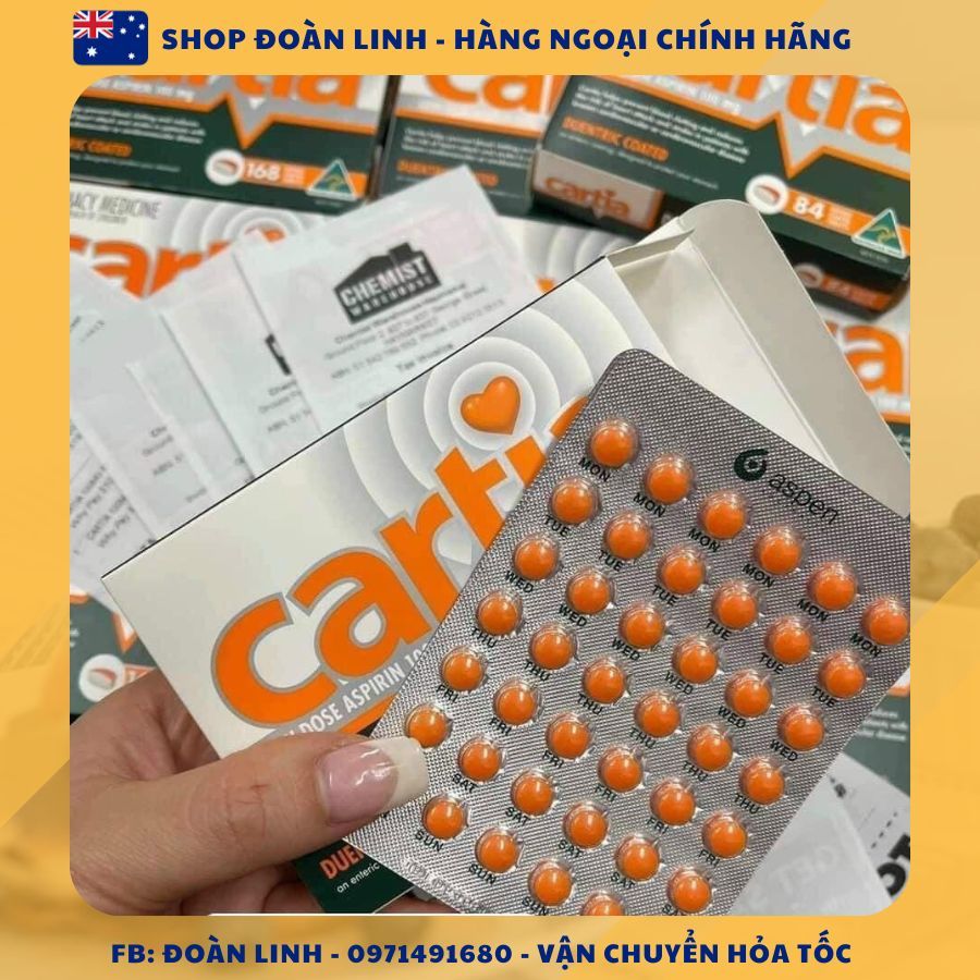 Viên chống đột quỵ Cartia 168 viên & 84 viên Úc, Hàng Úc Đi Air, Date xa