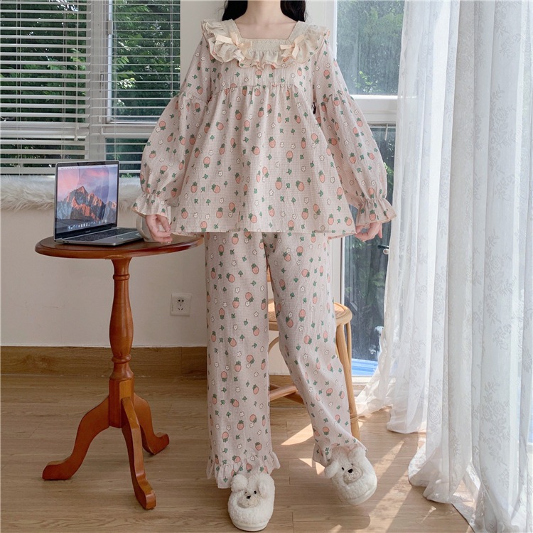 Set bộ cổ vuông trái dâu phối ren quảng châu
