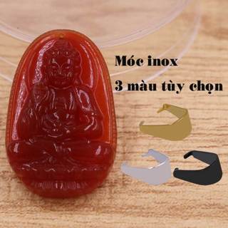 Mặt dây chuyền Phật A di đà mã não đỏ 3.6 cm, 4.5 cm kèm móc inox, Phật bản mệnh