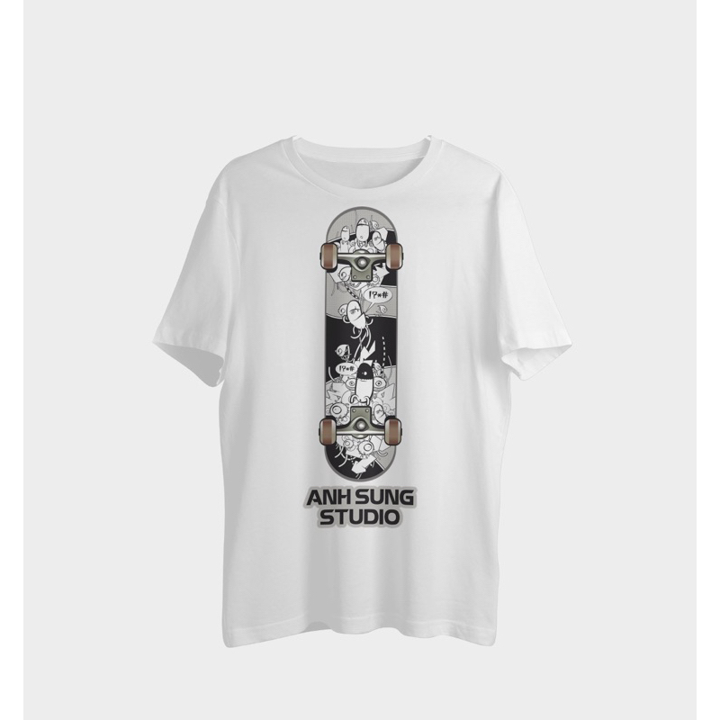 Anh Sung Studio | Áo thun Unisex in Ván Trượt Skateboard 100% Cotton 230 gsm | Phong cách Vintage - Streetwear