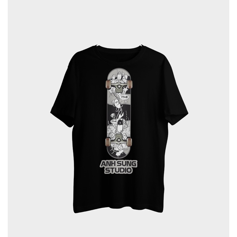 Anh Sung Studio | Áo thun Unisex in Ván Trượt Skateboard 100% Cotton 230 gsm | Phong cách Vintage - Streetwear