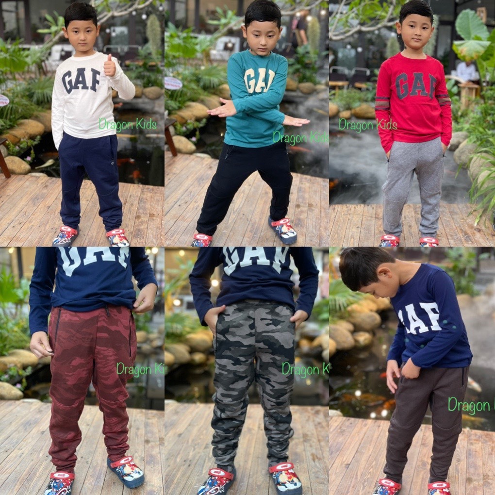 Quần dài bé trai size đại Gap kiểu dáng quần jogger chất nỉ ép mịn xuất dư xịn Dragon Kids