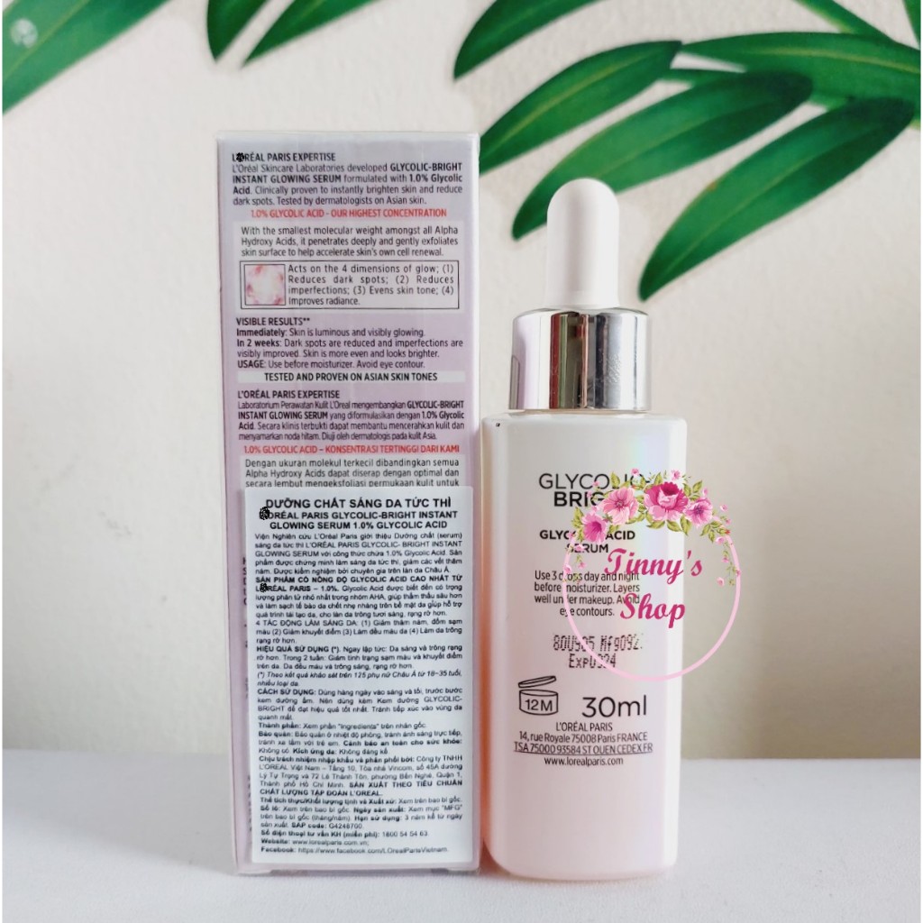 Serum Hồng Dưỡng Chất Sáng Da Tức Thì Glycolic Bright 1.0% 30ml