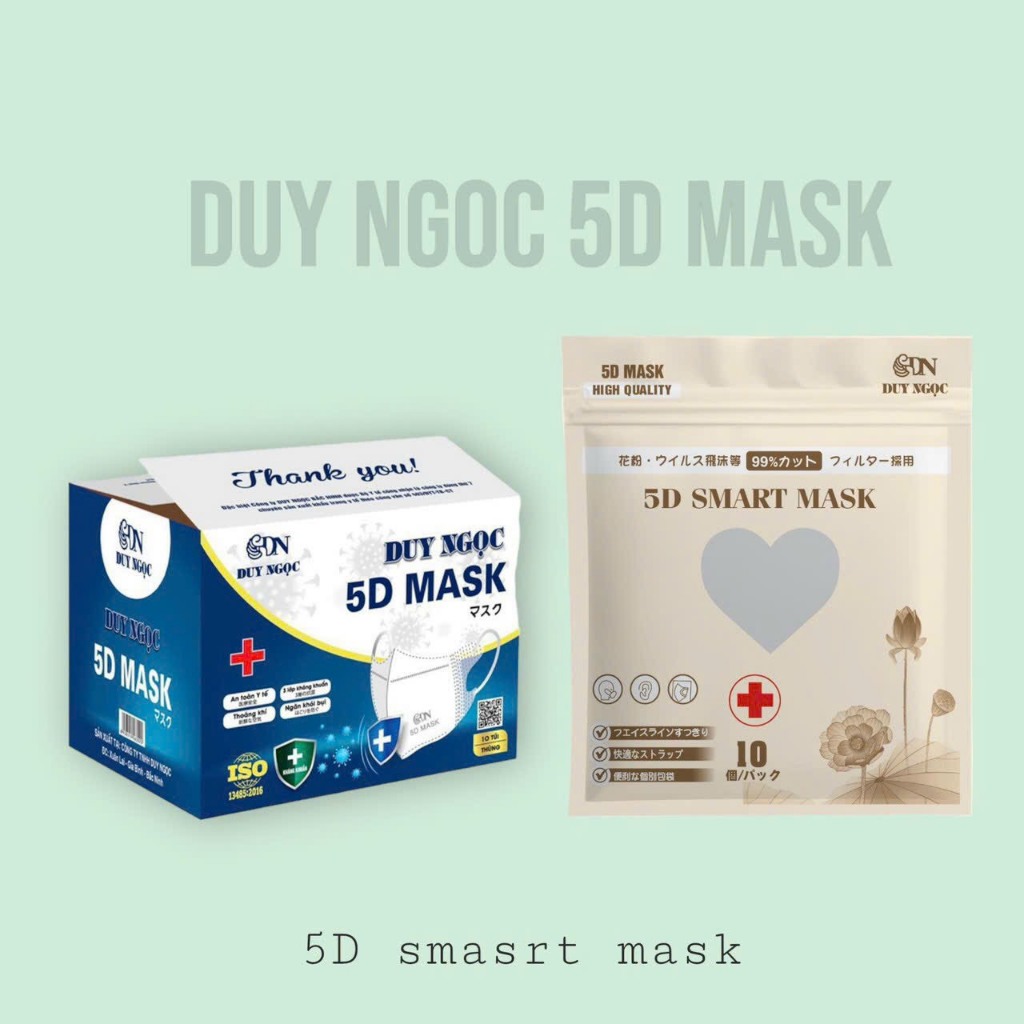 Thùng 100 chiếc Khẩu trang 5D Duy Ngọc (nhiều màu)