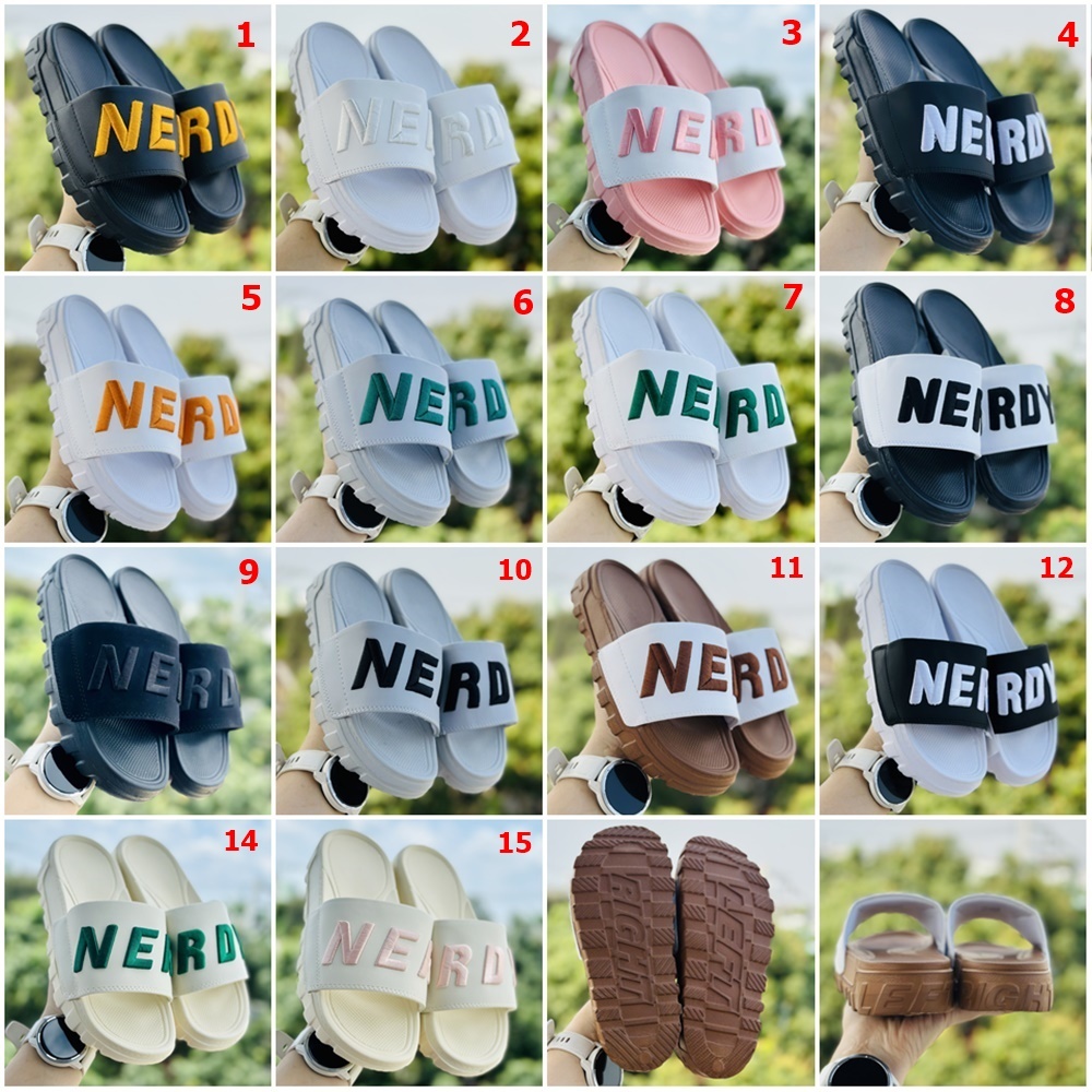 Dép Nerdy 𝐍𝐄𝐑𝐑𝐃𝐘 ❤️FREESHIP + HỘP❤️ dép quai ngang nam nữ Nerrdy đế Left Right độnt 4cm, quai thiêu nổi