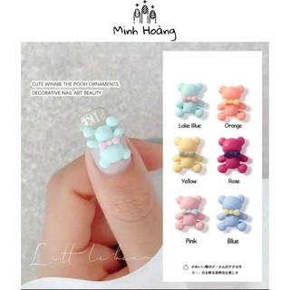 Charm gấu trang trí móng tay nhiều màu ( gói 20 gấu )