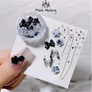 Hũ charm nơ hoa mix nhiều phụ kiện trang trí móng tay