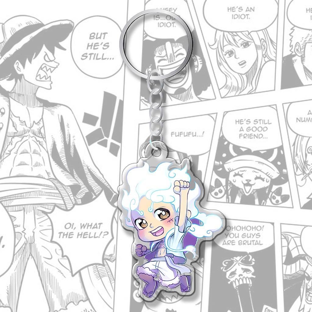 Móc khóa Mica Luffy Gear 5 One Piece siêu đẹp cho bạn bè