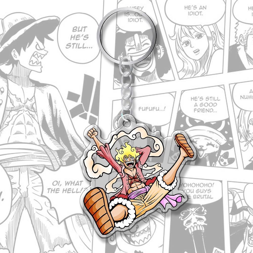 Móc khóa Mica Luffy Gear 5 One Piece siêu đẹp cho bạn bè