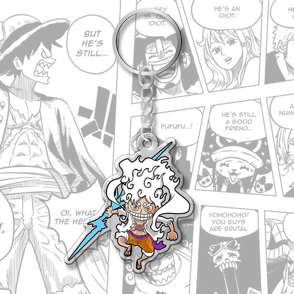 Móc khóa Mica Luffy Gear 5 One Piece siêu đẹp cho bạn bè