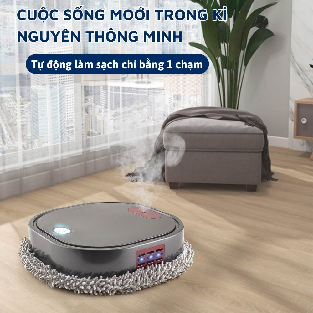 Robot Lau Nhà Thông Minh Tích Hợp Phun Sương Với Tia UV Khử Khuẩn Lau Sàn Đa Năng Cảm Biến Va Chạm