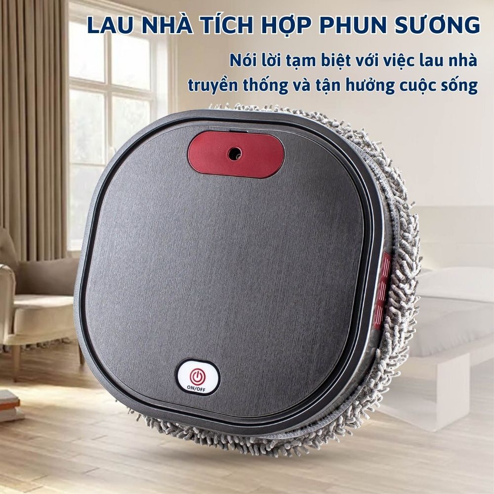 Robot Lau Nhà Thông Minh Tích Hợp Phun Sương Với Tia UV Khử Khuẩn Lau Sàn Đa Năng Cảm Biến Va Chạm