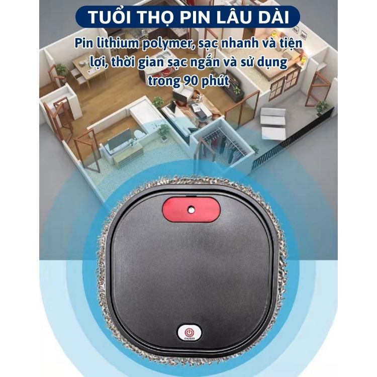Robot Lau Nhà Thông Minh Tích Hợp Phun Sương Với Tia UV Khử Khuẩn Lau Sàn Đa Năng Cảm Biến Va Chạm