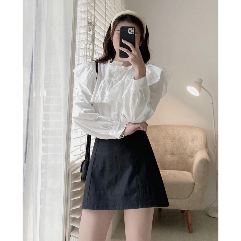 Sơmi croptop + Chân váy