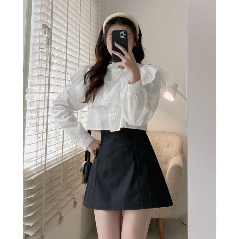 Sơmi croptop + Chân váy