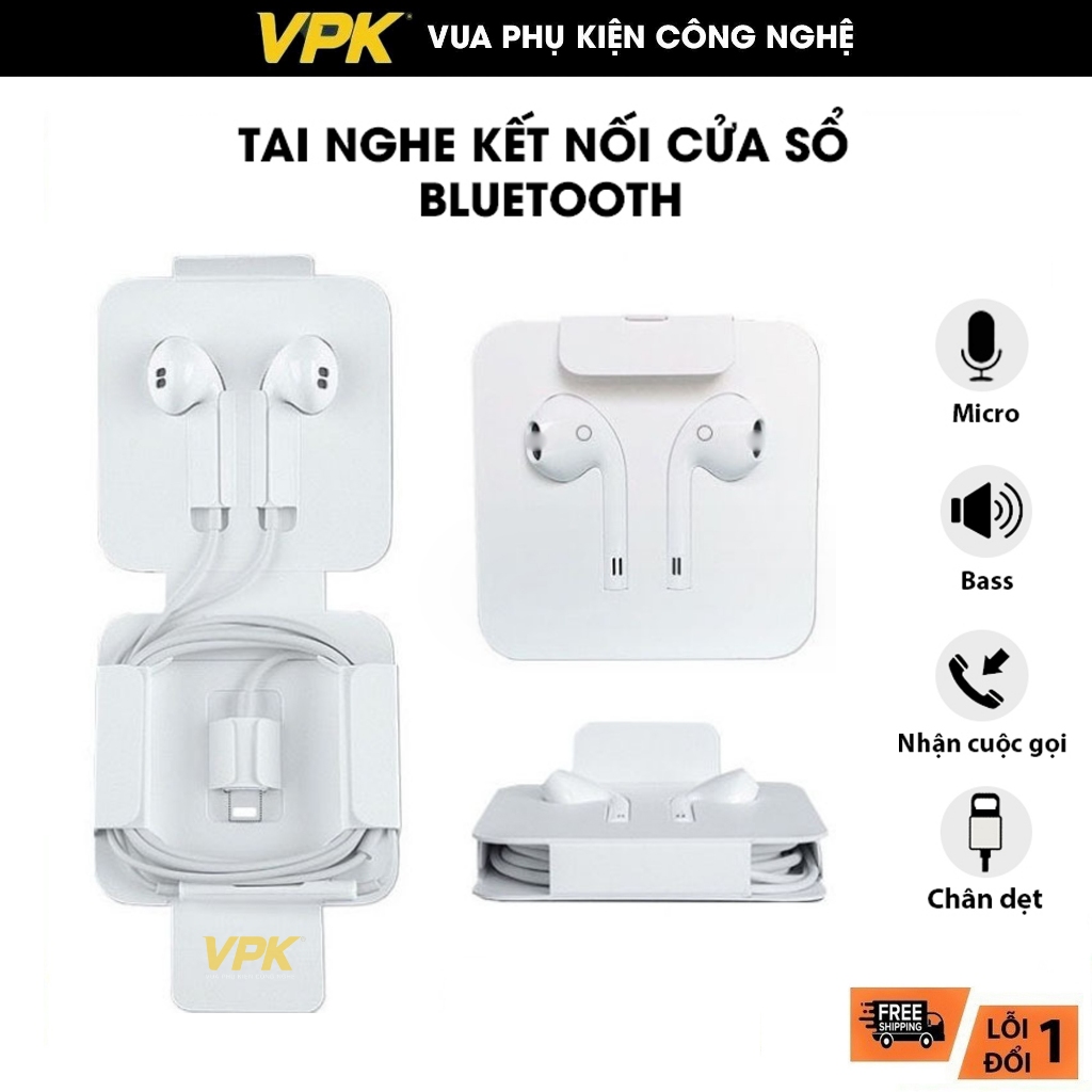 Tai Nghe Có Dây Chân Cắm Dẹt Tự Nhận Kết Nối Bluetooth Có Mic Đàm Thoại Cho 7>14 VPK
