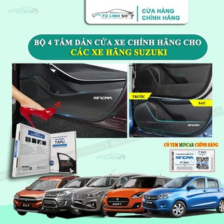 Bộ 4 Tấm dán Tapli xe Suzuki XL7, Ertiga, Swift chính hãng MINCAR, chống xước tapi cửa ô tô bằng Carbon Air Fiber