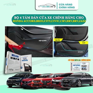 Bộ 4 Tấm dán Tapli xe Honda CRV, Accord, Brio, BRV, City, Civic, HRV, Jazz chính hãng MINCAR