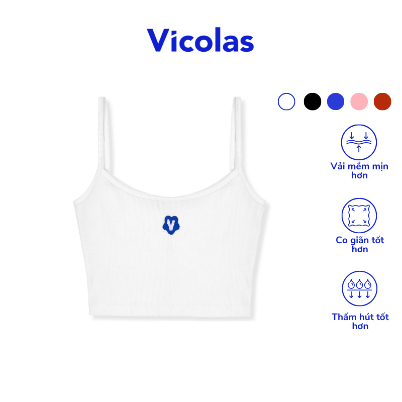 Áo hai dây croptop nữ Vicolas thun gân co giãn thoáng mát tôn dáng - VICO13