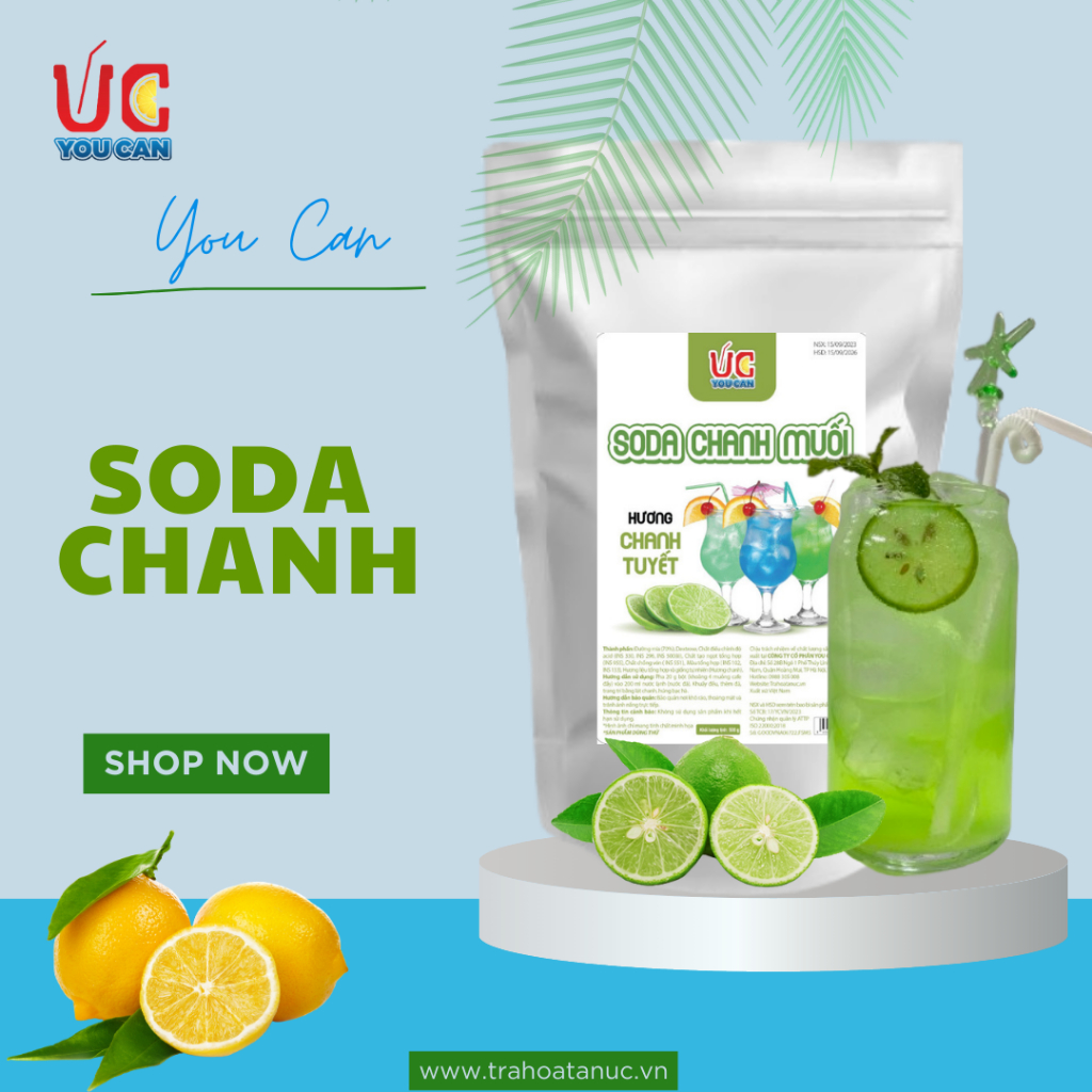 Soda Hoà Tan UC. Hàng Công Ty, có sẵn Gas, dễ pha chế, cost thấp màu đẹp 1 gói 500 gr