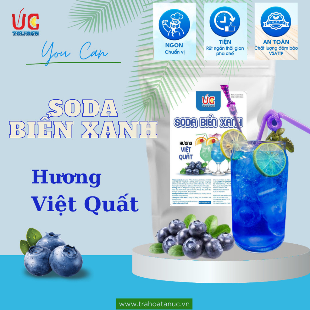 Soda Hoà Tan UC. Hàng Công Ty, có sẵn Gas, dễ pha chế, cost thấp màu đẹp 1 gói 500 gr