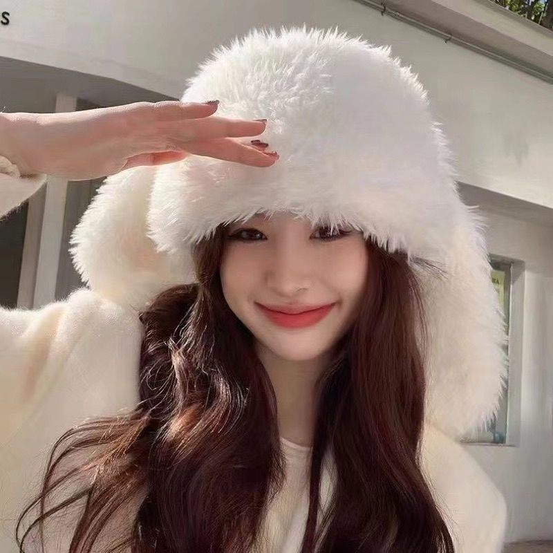 Mũ tai thỏ dài lông xù giữ ấm mua đông dành cho nữ dùng chụp ảnh hottrend