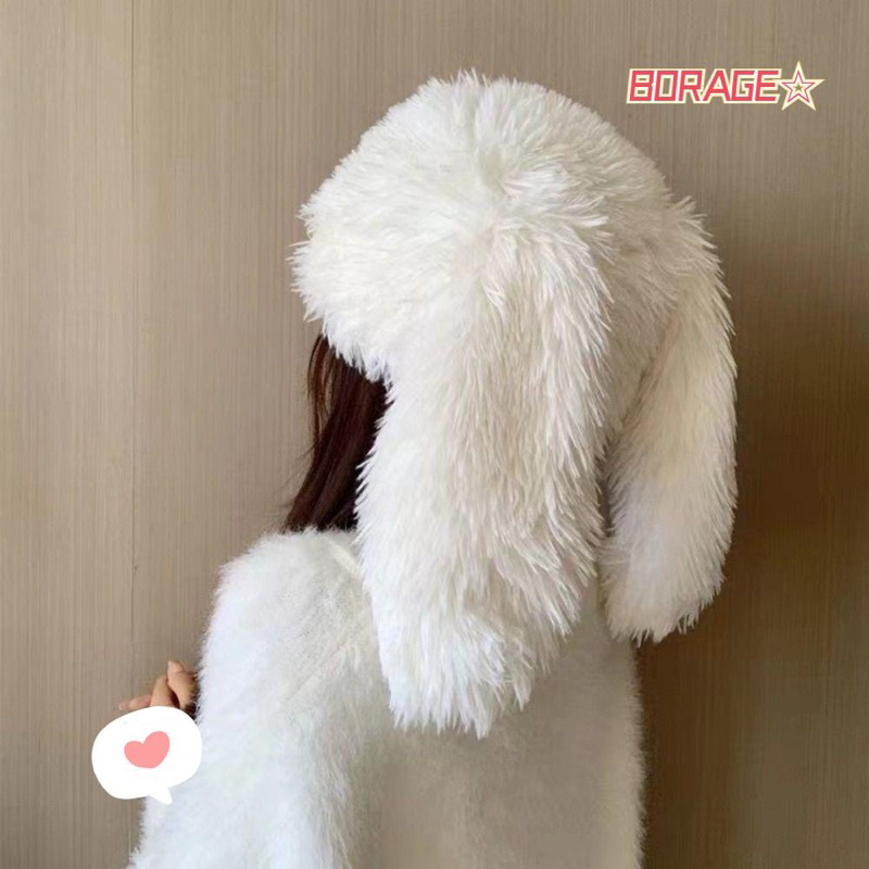 Mũ tai thỏ dài lông xù giữ ấm mua đông dành cho nữ dùng chụp ảnh hottrend
