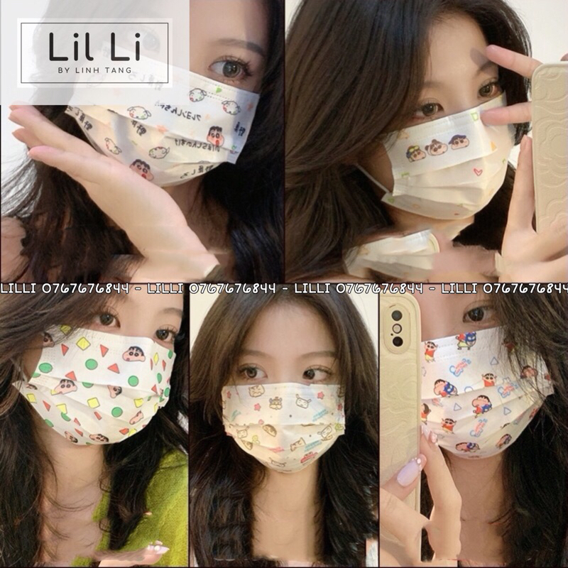 Khẩu Trang Hoạt Hình Dễ Thương Shin Cậu Bé Bút Chì