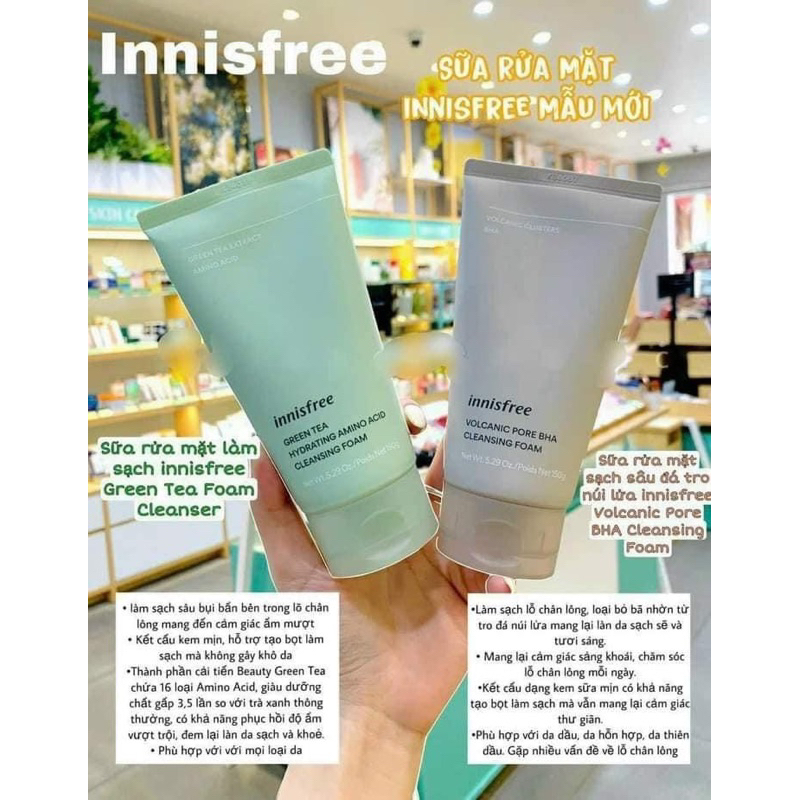 Sửa rửa mặt trà xanh innisfree mẫu mới