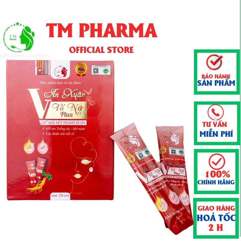 Collagen vạn xuân tố nữ plus TM pharma giảm lão hóa hỗ trợ làm đẹp da tách lẻ 12 gói