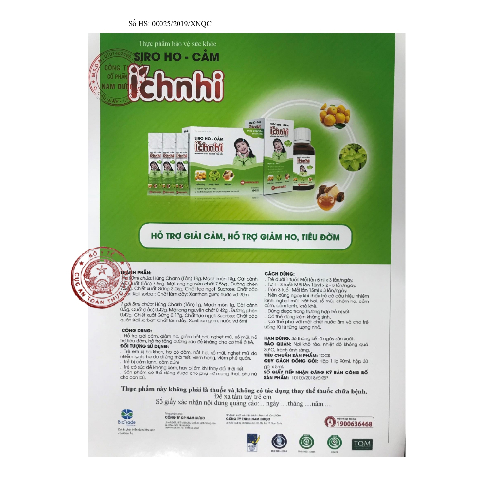 Siro ho cảm Ích Nhi chai 90ml hỗ trợ giải cảm, giảm ho, sổ mũi, tiêu đờm, cho trẻ nhỏ, bà bầu, cho con bú