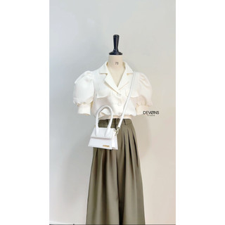 Áo kiểu sơ mi trắng viền nút white blouse - devons studio