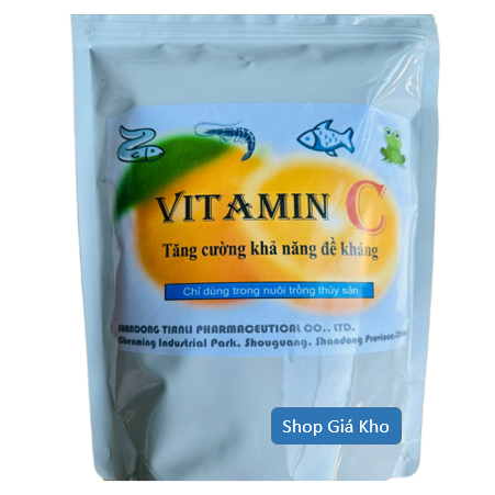 Vitamin C 99% gói 1kg , Chống Sốc thời tiết thay đổi, quanh vùng dịch bệnh, tăng đề kháng, giảm stress cho tôm cá lươn