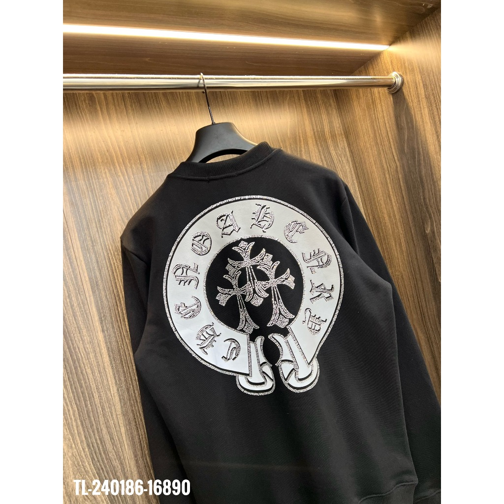 🔥Hot🔥Áo nỉ Chrome Hearts đính đá hình phản quang thiết kế hot trend Nam nữ Thu Đông 2023