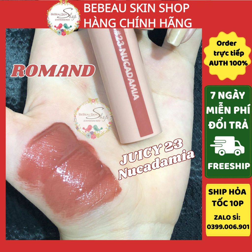 Son Romand Juicy Lasting Tint 23 Nucadamia MLBB Nâu hồng nhạt - Bebeau