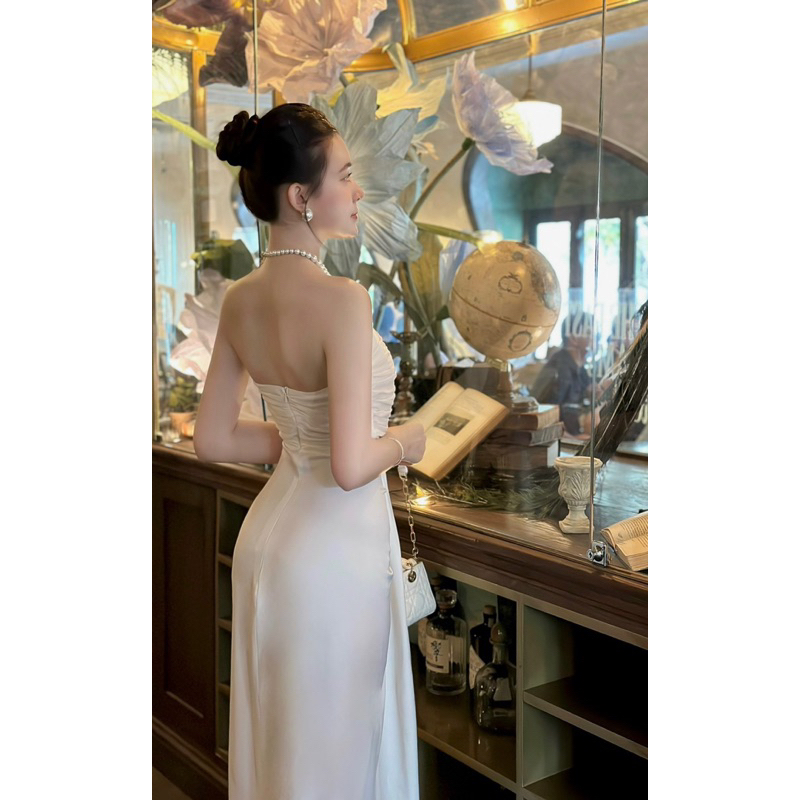 Váy body ống lụa tà