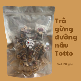 Trà gừng đường nâu Totto set 20 gói dùng pha kinh doanh hoặc uống tại gia đều được, giúp giữ ấm cơ thể