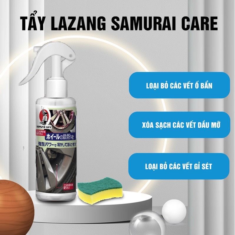 Chai xịt lazang Samurai Care làm sạch mâm xe oto 200ml xuất xứ Nhật Bản