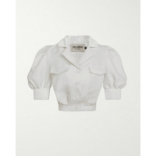 Áo Kiểu Sơ Mi Trắng Viền Nút White Blouse  - DEVONS STUDIO