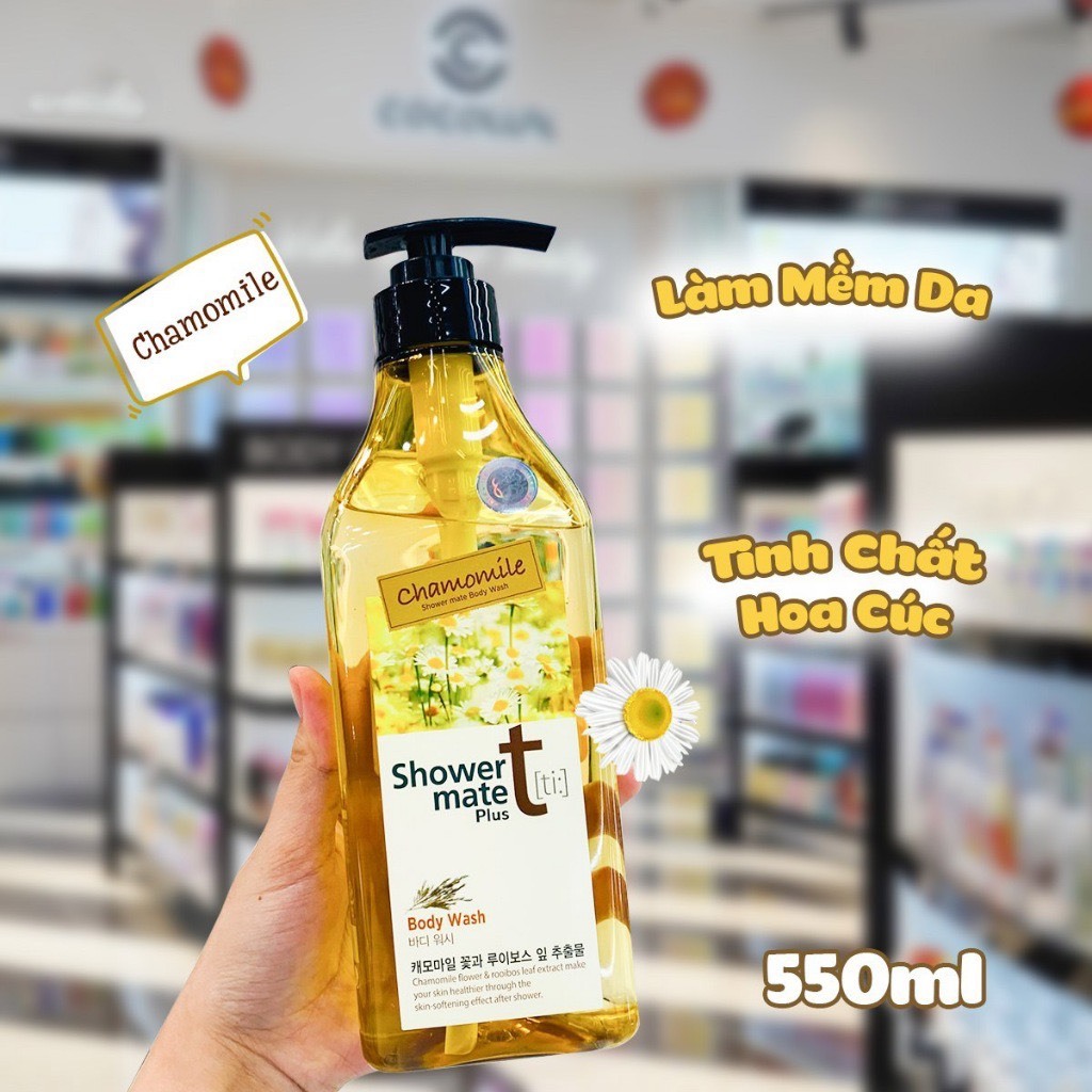 Sữa tắm cao cấp Hàn Quốc Shower Mate Chamomile tinh chất hoa cúc làm mềm da 550ML